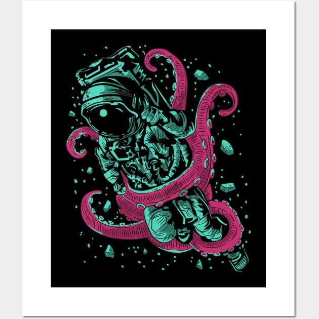 astronaut tentacles Wall Art by PaperHead